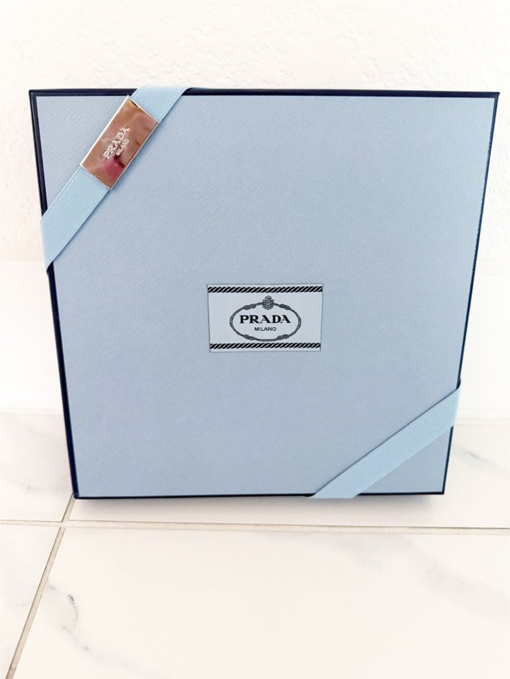 PRADA Gift Box New 10x10x1.5 in blue